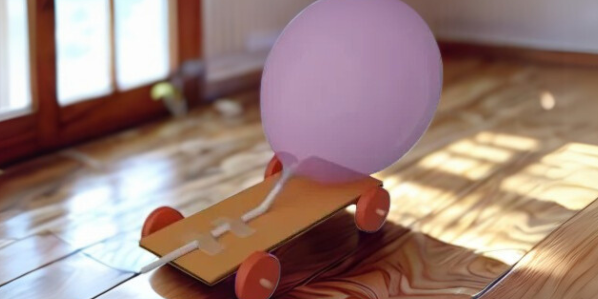 DIY balloon-powered car demonstrating energy and motion principles - one of the featured science-based activities for kids and moms. This STEM project teaches children about air force and engineering concepts through hands-on learning.