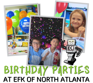 Kids smiling at a STEM Birthday Party at Engineering For Kids North Atlanta